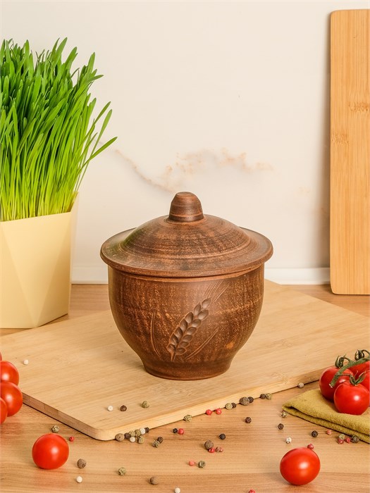 69-128 Горшок для запекания (Колос) 0,6 л. ; высота - 13см, ширина - 12см, длина - 12см .69-128