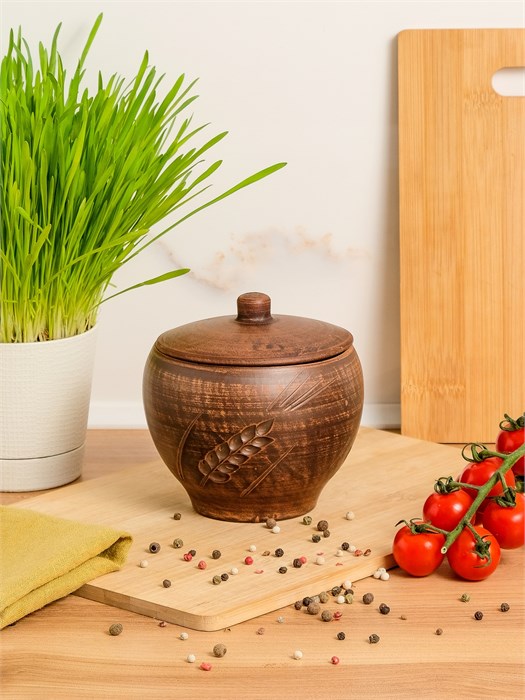 69-130 Горшок для жаркого №1 (Колос) 0,7 л. ; высота - 13см, ширина - 13см, длина - 13см .69-130