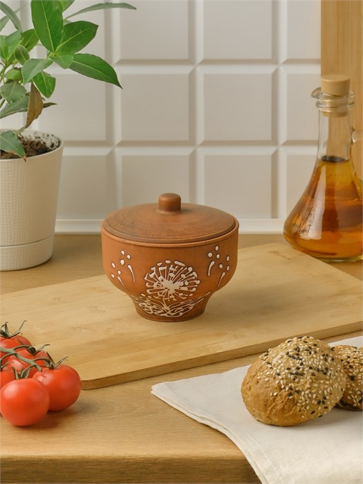 69-429 Горшок для запекания  (Одуванчик Б) 0,4 л. ; высота - 10см, ширина - 11см, длина - 11см .69-429