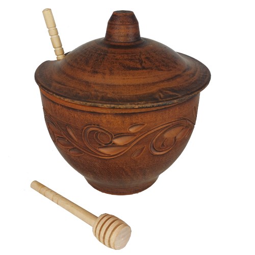 69-228М1 Емкость для меда (Вьюнок) 0,6 л. ; высота - 13см, ширина - 12см, длина - 12см .69-228М