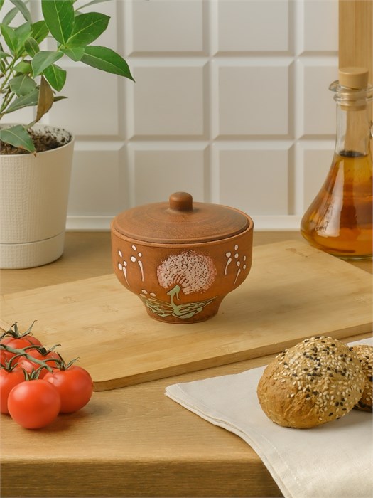 69-529 Горшок для запекания  (Одуванчик З) 0,4 л. ; высота - 10см, ширина - 11см, длина - 11см .69-529