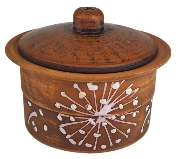 69-437 Кокотница для жульена с крышкой (Одуванчик Б) 0,25 л. ; высота - 8см, ширина - 10см, длина - 10см .69-437