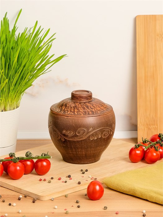 69-231/1 Горшок для жаркого №2 (Вьюнок) 0,55 л. ; высота - 11см, ширина - 12см, длина - 12см .69-231/1