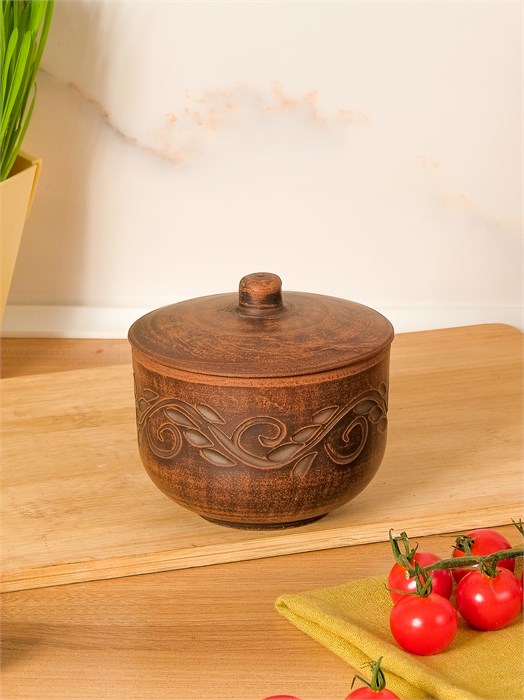 69-250 Горшочек для запекания  (Вьюнок) 0,35 л. ; высота - 10см, ширина - 11см, длина - 11см .69-250