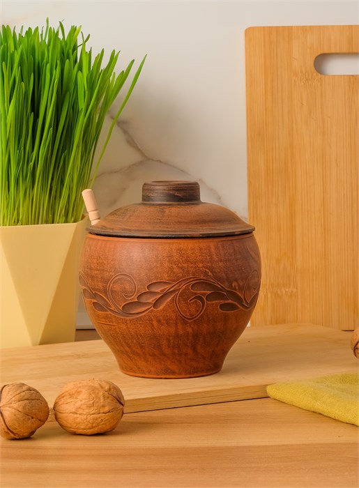 69-231/1М1 Емкость для меда №2 (Вьюнок) 0,55 л. ; высота - 11см, ширина - 12см, длина - 12см (2) (2) (2) .69-231/1М