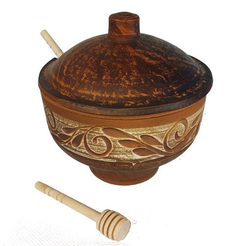 69-349М1 Емкость для меда"Орнамент" 0,9 л. ; высота - 9см, ширина - 14см, длина - 14см .69-349М