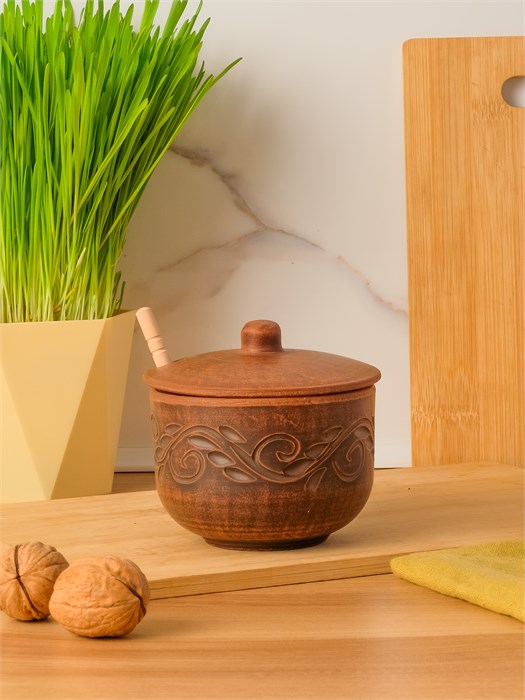 69-250/1М1 Емкость для меда №2 (Вьюнок) 0,35 л. ; высота - 10см, ширина - 11см, длина - 11см (2) (2) (2) (2) .69-250/1М