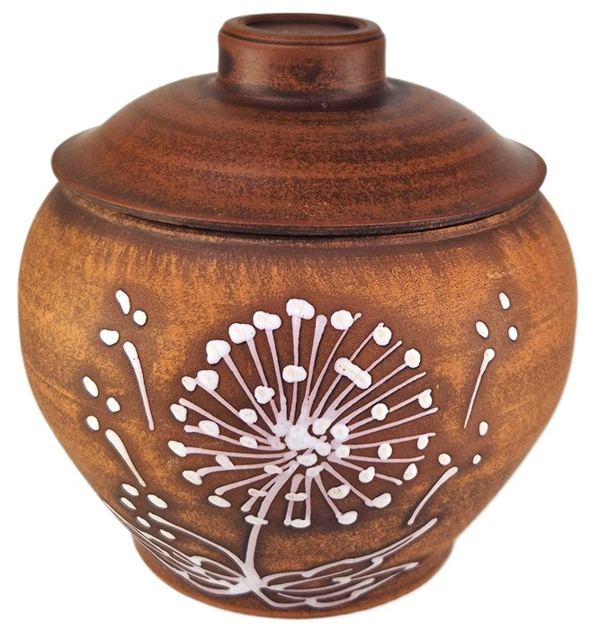 69-430/1 Горшок для жаркого №2 (Одуванчик Б) 0,7 л. ; высота - 14см, ширина - 13см, длина - 13см .69-430/1