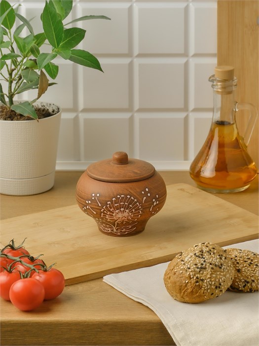 69-433 Чугунок/Горшок для жаркого(малый)/для специй (Одуванчик Б) 0,35 л. ; высота - 10см, ширина - 11см, длина - 11см .69-433