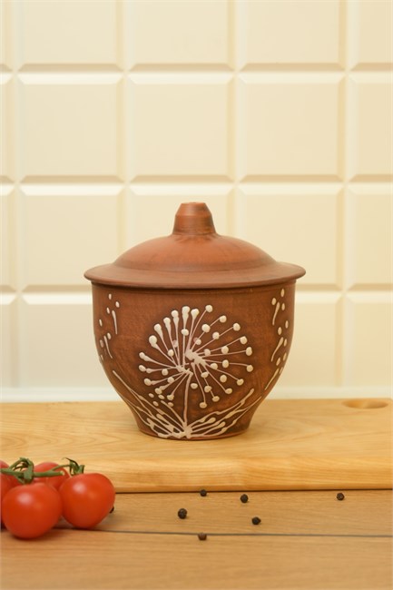 69-428 Горшок для запекания (Одуванчик Б) 0,6 л. ; высота - 13см, ширина - 12см, длина - 12см .69-428