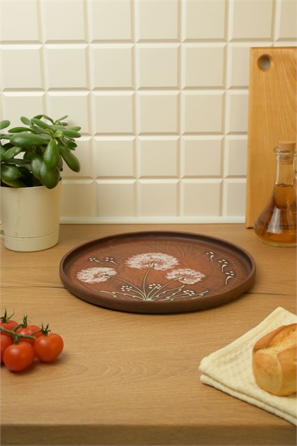 69-555 Блюдо для пиццы (Сервировочное) (Одуванчик З) ; высота - 2,5см, ширина - 28см, длина - 28см .69-555