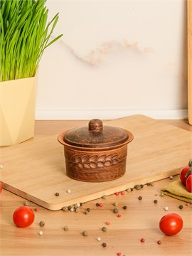 69-137 Кокотница для жульена с крышкой (Колос) 0,25 л. ; высота - 8см, ширина - 10см, длина - 10см 69-137