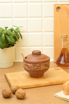 69-329М1 Емкость для меда №1 (Орнамент) 0,4 л. ; высота - 10см, ширина - 11см, длина - 11см (2) (2) (2) 69-329М