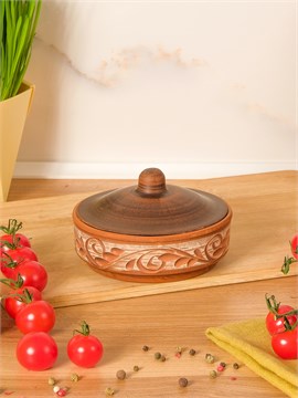 69-336 Блюдо для запекания/Кокотница с крышкой (Орнамент) 0,25 л. ; высота - 8см, ширина - 12см, длина - 12см 69-336