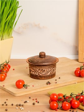 69-337 Кокотница для жульена с крышкой (Орнамент) 0,25 л. ; высота - 8см, ширина - 10см, длина - 10см 69-337