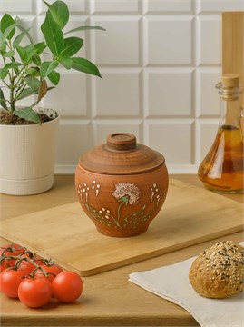 69-531/1 Горшок для жаркого №2 (Одуванчик З) 0,55 л. ; высота - 11см, ширина - 12см, длина - 12см 69-531/1