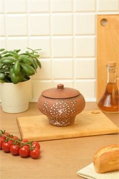 69-432 Чугунок/Горшок для жаркого №1 (Одуванчик Б) 0,6 л. ; высота - 13см, ширина - 14см, длина - 14см 69-432