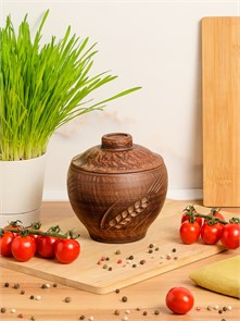 69-131/1 Горшок для жаркого №2 (Колос) 0,55 л. ; высота - 11см, ширина - 12см, длина - 12см .69-131/1