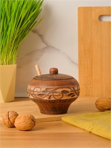 69-333М1  Емкость для Меда(Орнамент) 0,35 л. ; высота - 10см, ширина - 11см, длина - 11см (2) (2) (2) .69-333М