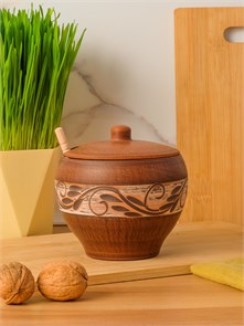 69-331/1М1 Емкость для меда №1 (Орнамент) 0,55 л. ; высота - 10см, ширина - 12см, длина - 12см (2) (2) (2) .69-331/1М