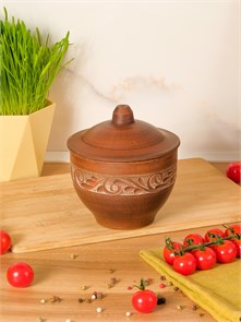 69-328 Горшок для запекания (Орнамент) 0,6 л. ; высота - 13см, ширина - 12см, длина - 12см (2) .69-328