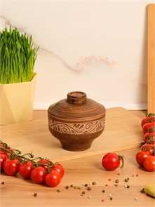 69-329/1 Горшок для запекания №2 (Орнамент) 0,4 л. ; высота - 10см, ширина - 11см, длина - 11см .69-329/1