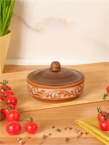 69-336 Блюдо для запекания/Кокотница с крышкой (Орнамент) 0,25 л. ; высота - 8см, ширина - 12см, длина - 12см .69-336