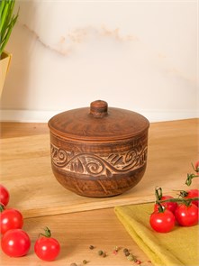 69-350 Горшочек для запекания  (Орнамент) 0,35 л. ; высота - 10см, ширина - 11см, длина - 11см (2) .69-350