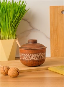 69-350/1М1 Емкость для меда №2 (Орнамент) 0,35 л. ; высота - 10см, ширина - 11см, длина - 11см ( .69-350/1М