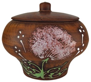 69-532 Чугунок/Горшок для жаркого №1 (Одуванчик З) 0,6 л. ; высота - 13см, ширина - 14см, длина - 14см .69-532