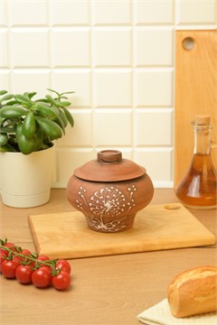 69-432/1 Чугунок/Горшок для жаркого №2 (Одуванчик Б) 0,6 л. ; высота - 14см, ширина - 14см, длина - 14см .69-432/1