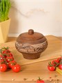 69-333 Чугунок/Горшок для жаркого(малый)/для специй (Орнамент) 0,35 л. ; высота - 10см, ширина - 11см, длина - 11см .69-333